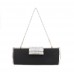 Evening Bag - Hard Case w/ Clear Acrylic Stones  Accent Flap Closure - Black - BG-M1023SL-BK
